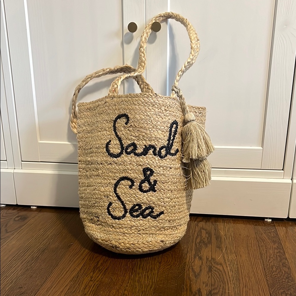 J. Jill Tan Tote Bag with Black Text